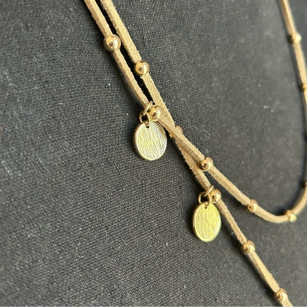 Adjustable Gold Ball and Disc Detail Necklace